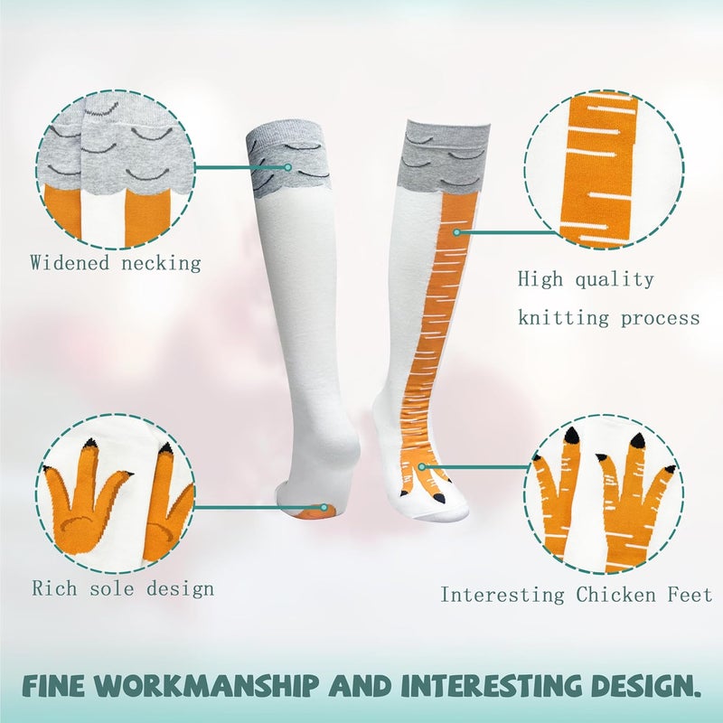 WHOTAY Crazy Funny Chicken Leg Socks for Women Men Novelty Chicken Feet Socks White Elephant Gifts for Adults Gag Gifts - Image 4